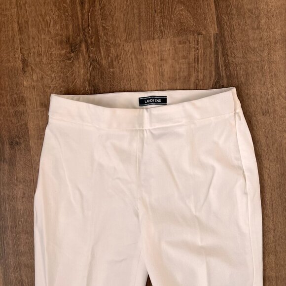 Lands End Mid Rise Slim Leg Ankle White Pants Sz 2P - Picture 2 of 10
